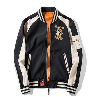 DRAGON EMBROIDERED BASEBALL JACKET