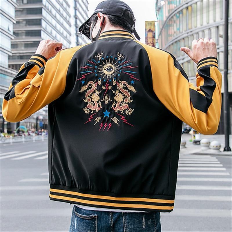 DRAGON EMBROIDERED BASEBALL JACKET