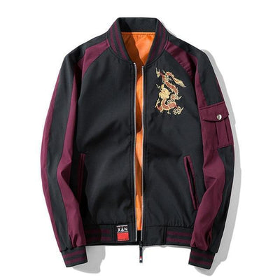 DRAGON EMBROIDERED BASEBALL JACKET