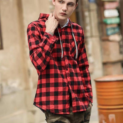 PLAID HOODED SHIRT