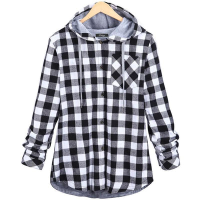 PLAID HOODED SHIRT