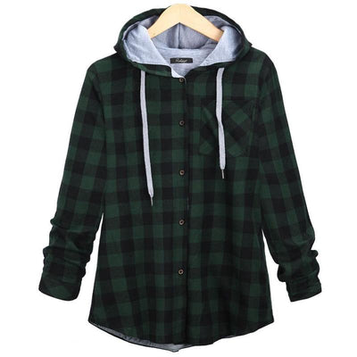 PLAID HOODED SHIRT