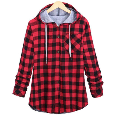 PLAID HOODED SHIRT