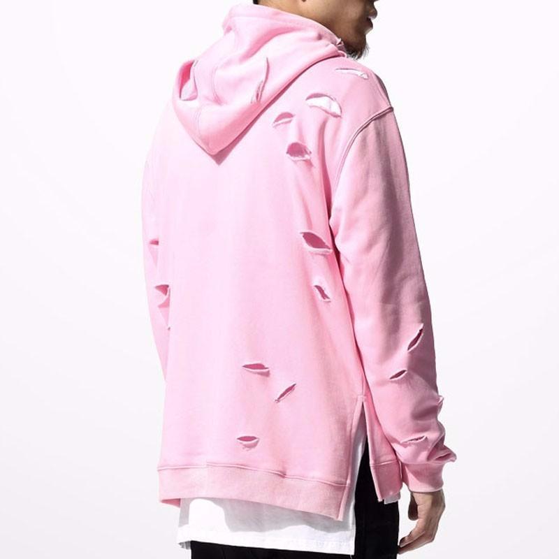 PINK DISTRESSED HOODIE