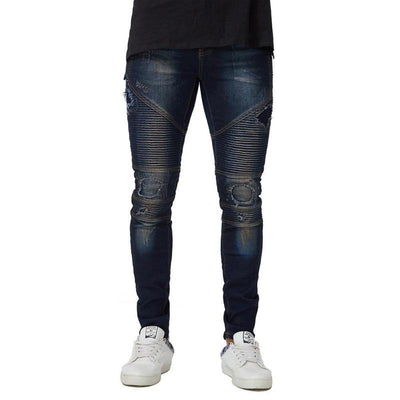 DISTRESSED BIKER JEANS