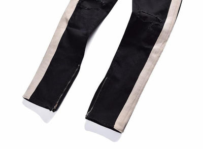 DISTRESSED SIDE STRIP JEANS