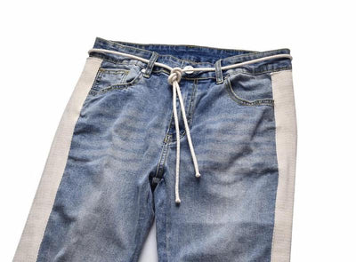 DISTRESSED SIDE STRIP JEANS