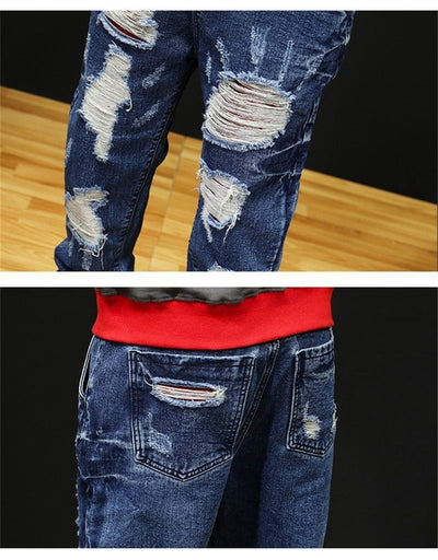 HYPER DISTRESSED BLUE JEANS