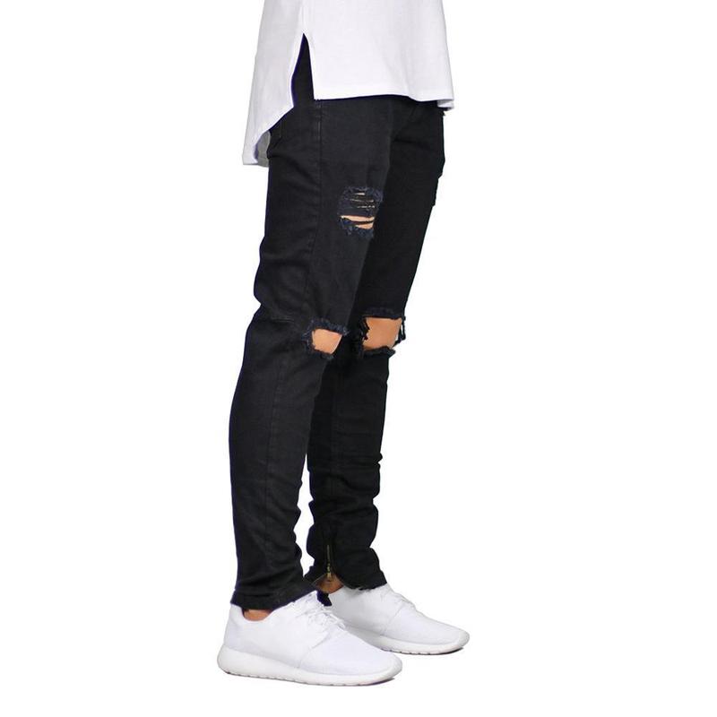 SEASON 2 DISTRESSED ANKLE ZIP JEANS