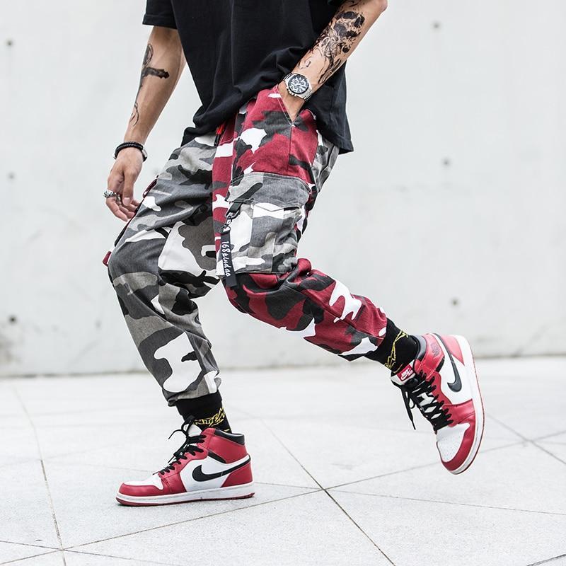 SPLIT CAMO CARGO PANTS