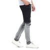 TWO TONE DISTRESSED BIKER JEANS